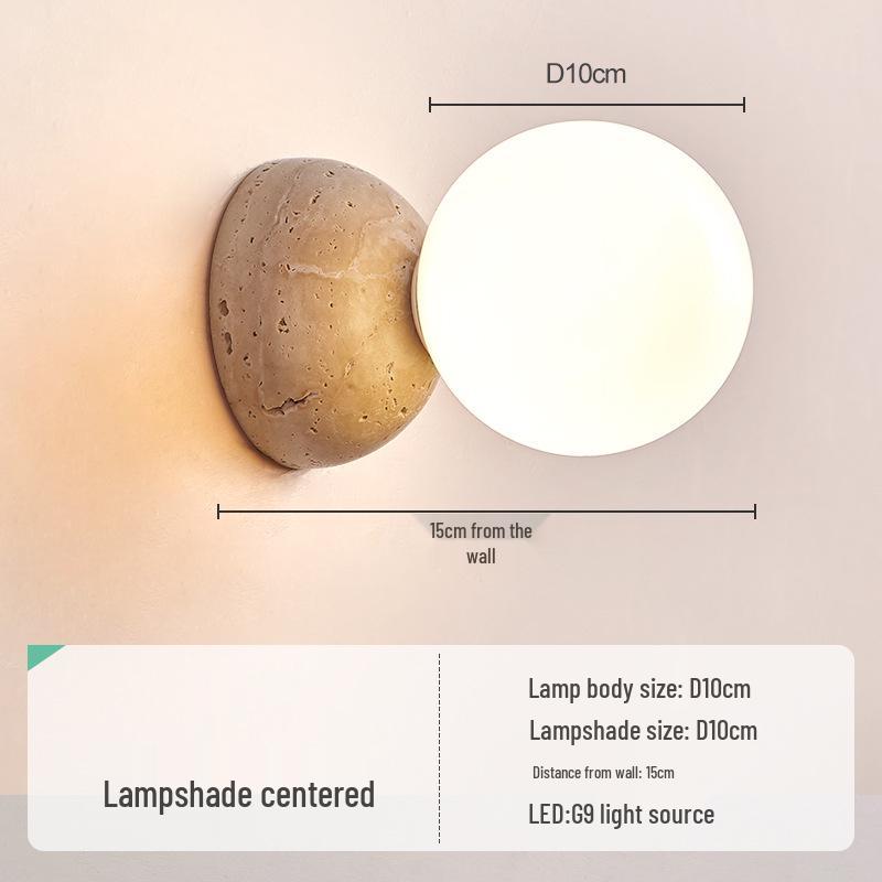 Wabi-sabi Style Yellow Travertine Wall Lamp for Bedroom, Courtyard, or Balcony - Waterproof Outdoor Light.