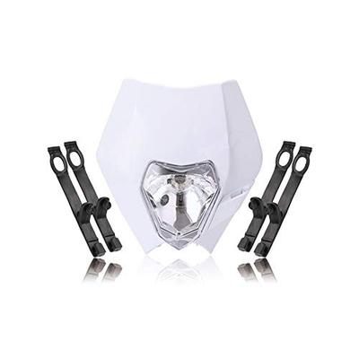 YIBO Phare Universel 12V 35W pour Moto Motocross Vélo Tout-Terrain Double Sport Phare Supermoto SMR EXC XC XCF (blanc)