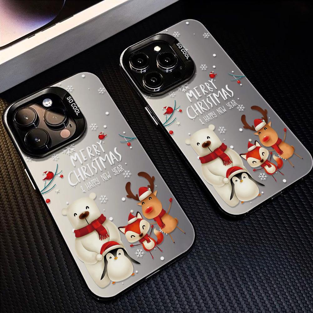 Christmas Bear Is Suitable for iPhone17ProMax Mobile Phone Protective Case Apple 15/14 Niche 16 Large Holes Simple