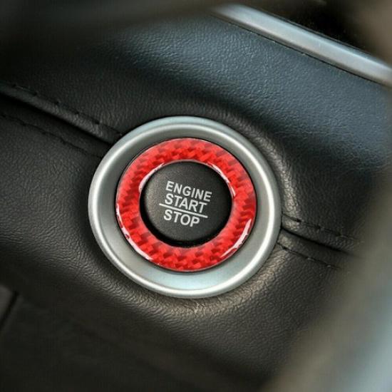 For 11-20 Jeep Grand Cherokee Red Carbon One-Button Start Switch Cover Ring Trim