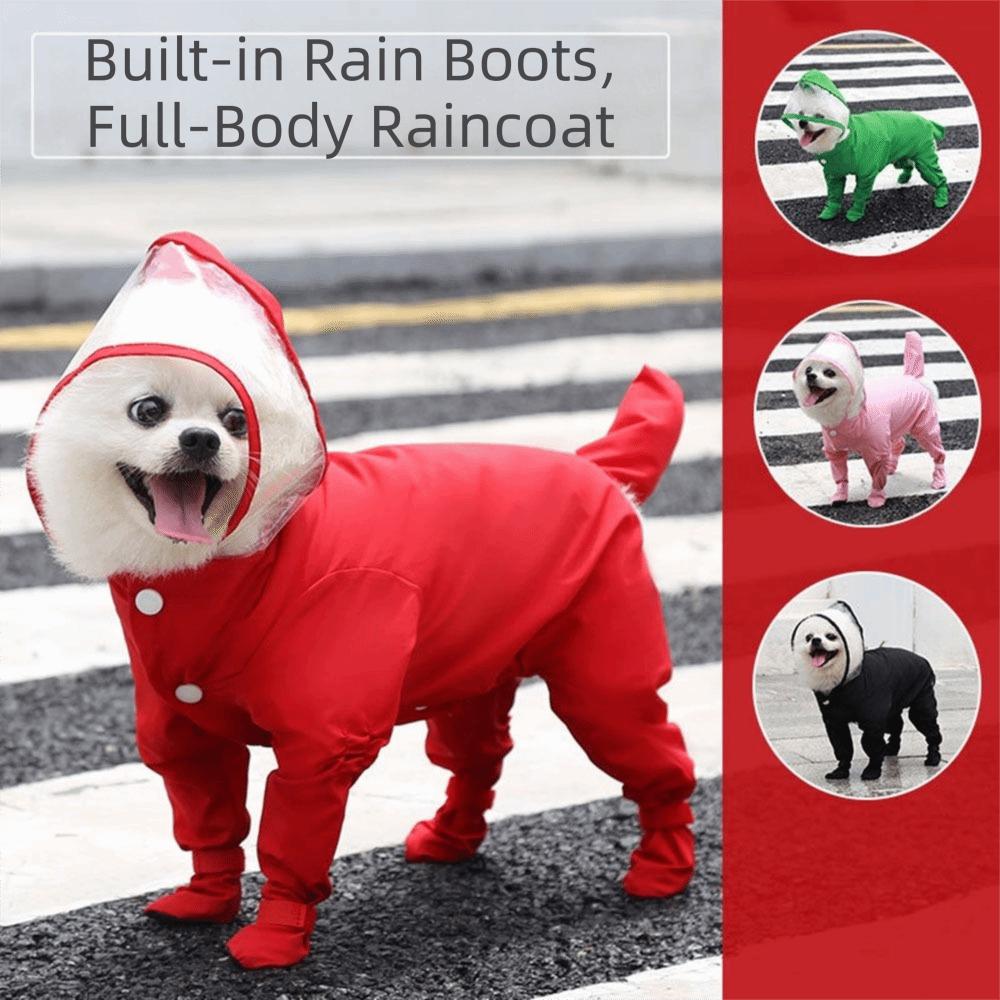Waterproof Dog Raincoat Transparent Hood Pet Rain Jacket Rompers Cat Rainproof Pet Clothes  Pet Cat