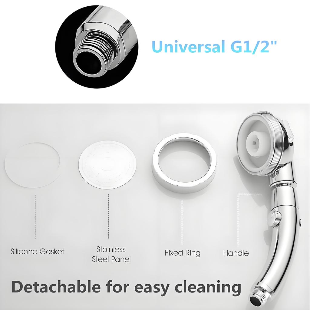 High Pressure Handheld Shower Head, 3-Spray Modes with Water Saving & Pause Switch - Detachable Shower Head for Strong Spray