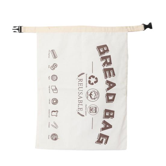 

Cotton Bread Bag with TPU Lining And Buckle Design Storage Bag Keeps Bread Fresh Longer Reusable Keeper Bag for Store Bread білий