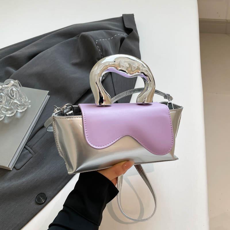 

Сумка-чехол контрастного цвета с твердой поверхностью, сумка, горизонтальная квадратная, простая, новая швейная линия, ПУ, на плечо, кроссбоди, дамская сумочка фиолетовый