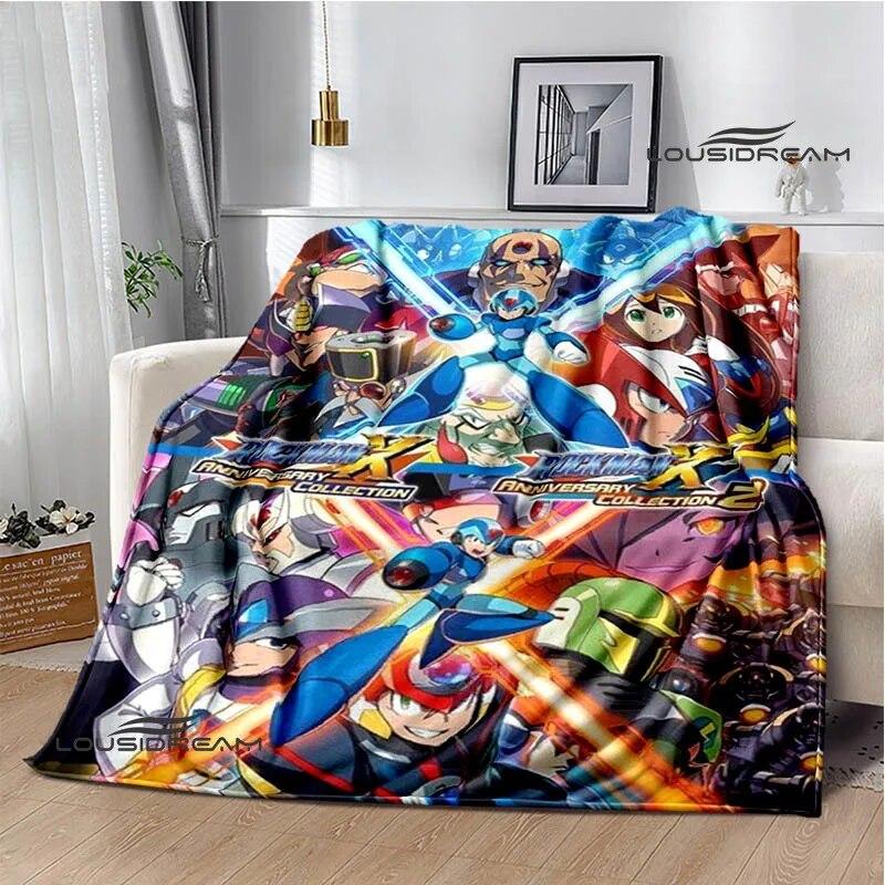 Rockman Game Cartoon Printed Blankets Warm Blanket Soft and Comfortable Home Travel Bed Blanket Picnic Blanket Birthday Gift