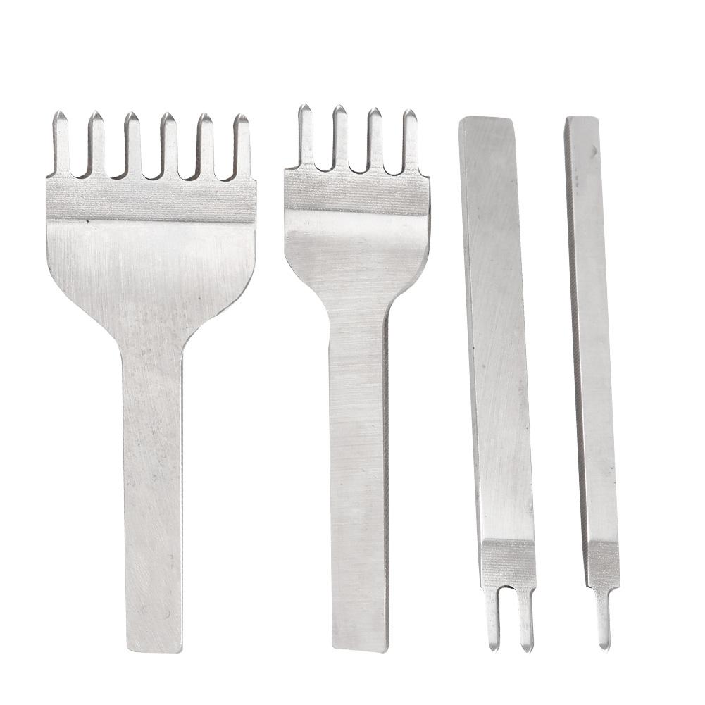 4 Pcs Hole Chisel 1+2+4+6 Prong Leather Punch Tool DIY Leather Craft Stitching Chisel Tool(6mm)