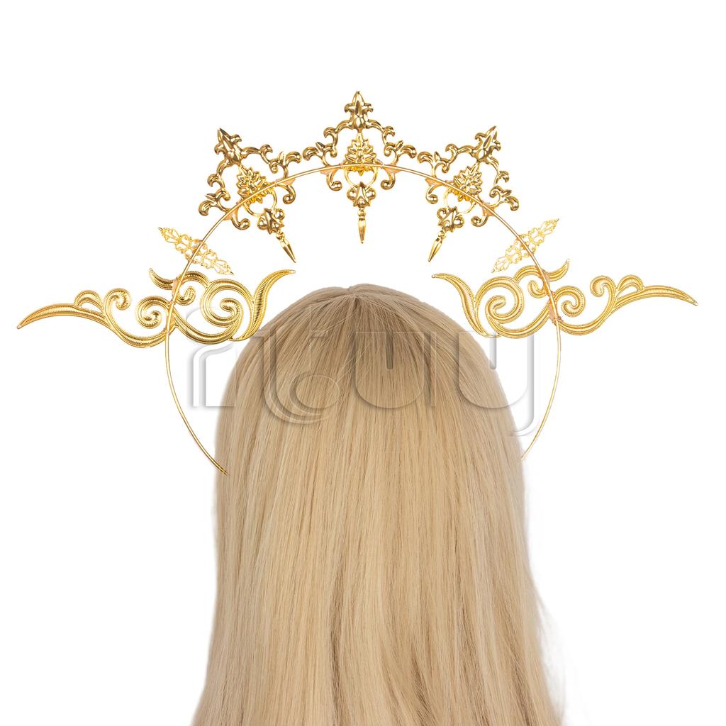 Handmade Halo Crown Headpiece Lolita Goddess KC Gothic Angel Headband Halloween Christmas Party Headdress Hair Accessories