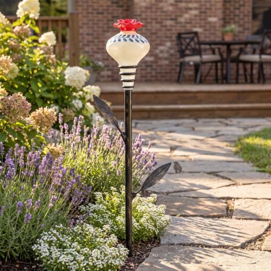 Hummingbird Feeder Garden Stakes Stakes, Vintage Flower Bird Nectar Feeders, Resin Wildlife Feeding Station Outdoor Feeders for Yard Patio Decor Small