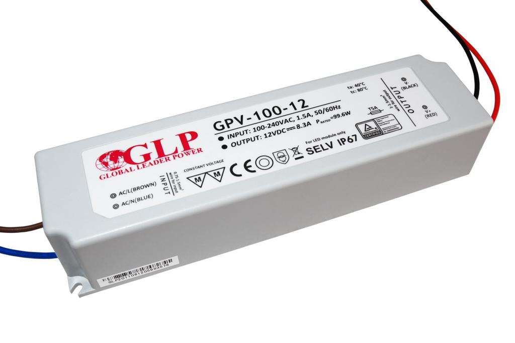 GLP LED Power Supply 12V, 8A, 100W