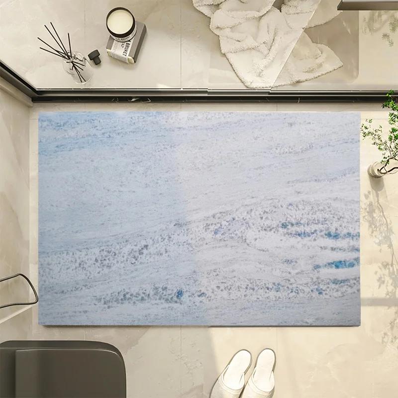 Bathroom anti slip absorbent mat with luxurious marble pattern toilet quick drying floor mat bathroom rug toilet mat
