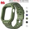 Case Strap for Apple Watch Ultra 49mm 45mm 44mm 41mm 40mm Silicone Band for Iwatch Series 8 7 6 Se 5 4 Protective Cover Bracelet