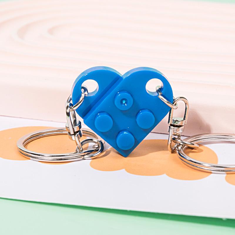 Detachable Heart Keychain & Pendant: Romantic Peach Heart Building Block DIY Necklace and Bag Charm темно-синий