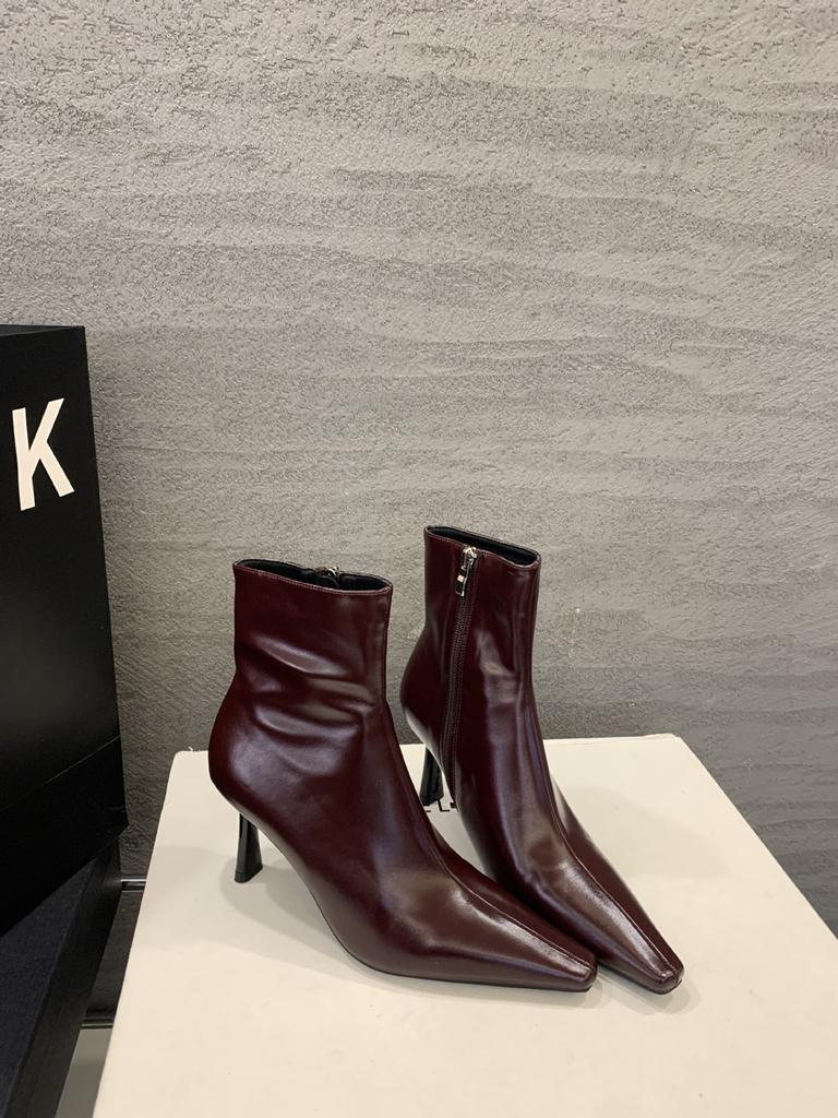 Square Head French Niche Design Sense High Heel Short Boots Women's 2025 Autumn New Temperament Thin Short Boots Spring and Autumn Single Boots