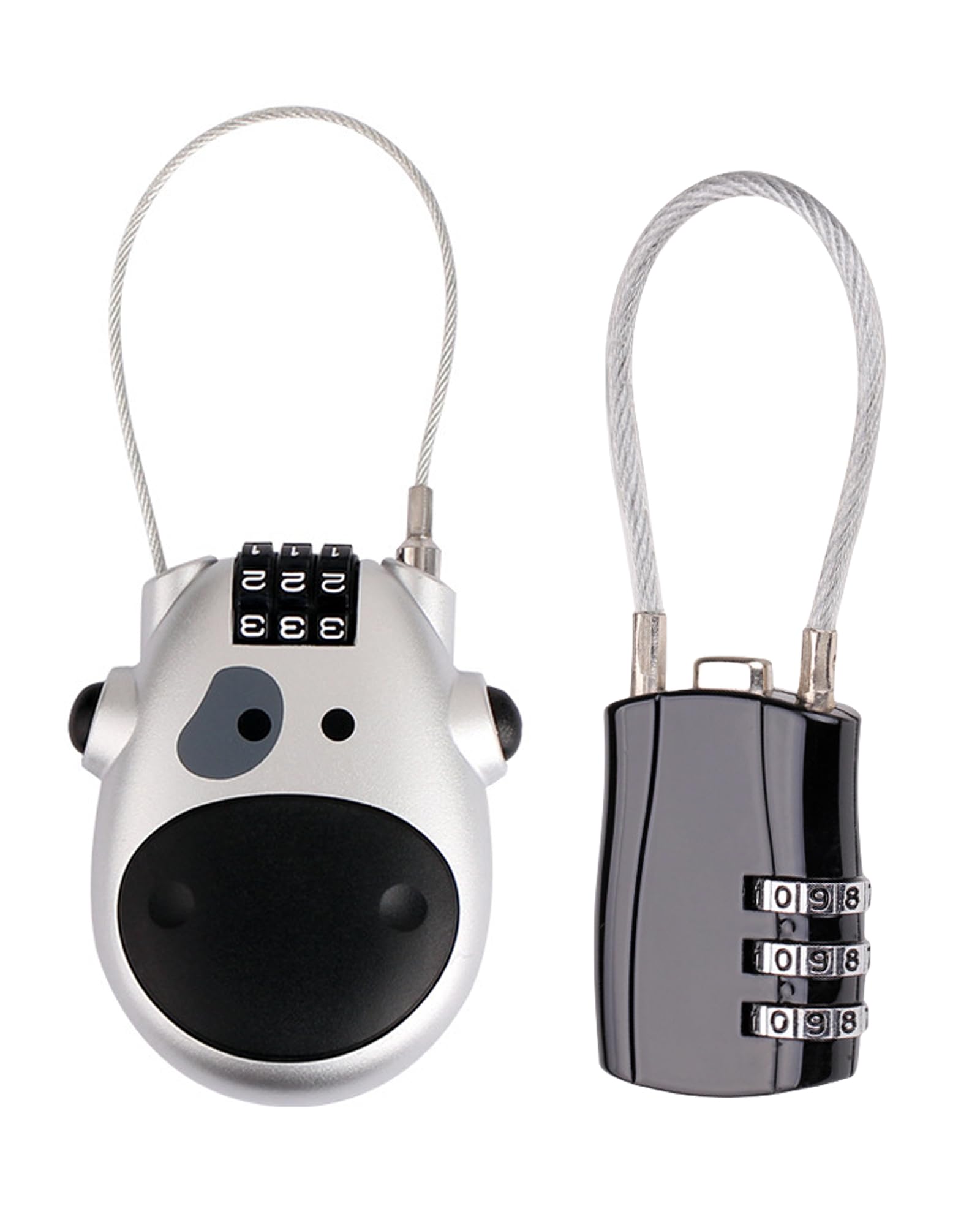 

Yemax Padlock, Combination Lock, Helmet Lock, 3 Digit Dial Padlock, Wire Lock Retractable Travel Set of 2 чёрный