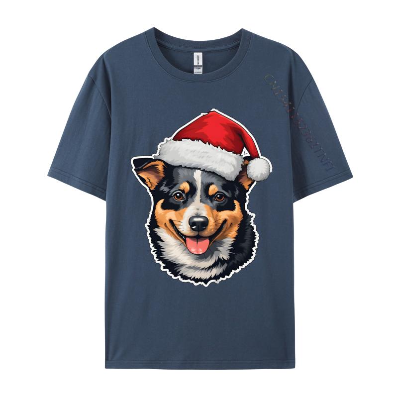 Christmas Australian Cattle Dog TShirt Kawaii Style Winter Tops Tees For Men Special 100 Cotton Fabric