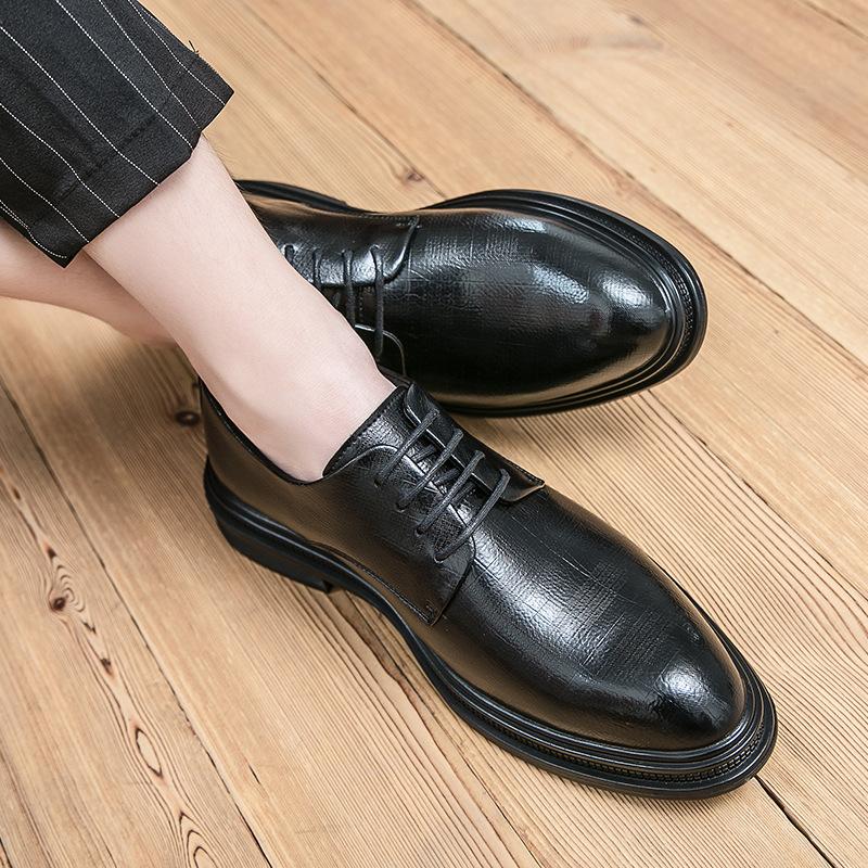 Foreign trade 2025 black leather shoes men's new business dress small leather shoes casual men's British style Korean version