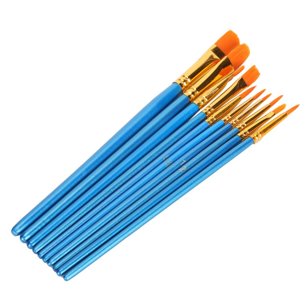 Nylon Hair Paint Brushes Set Portable Watercolor Acrylic Painting Brush with Blue Handle