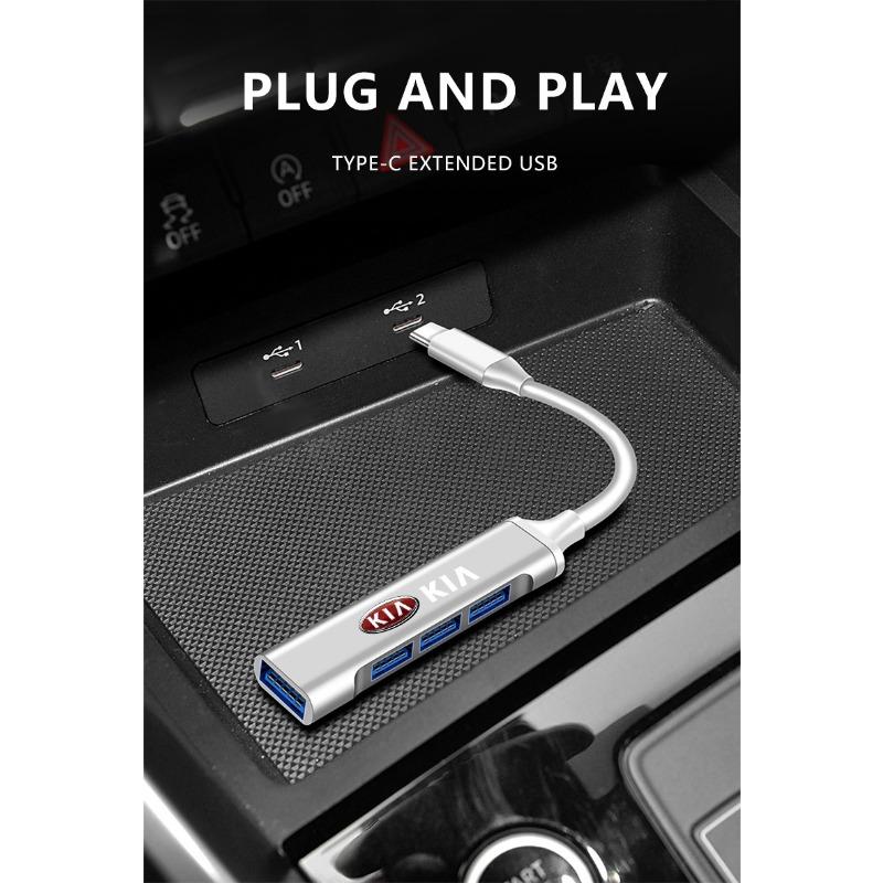 1Pcs Type-C Turn USB Adapter Multi Port Distributor Hub For KIA sportage ceed sorento cerato optima picanto rio soul k3 k5 Car Accessories