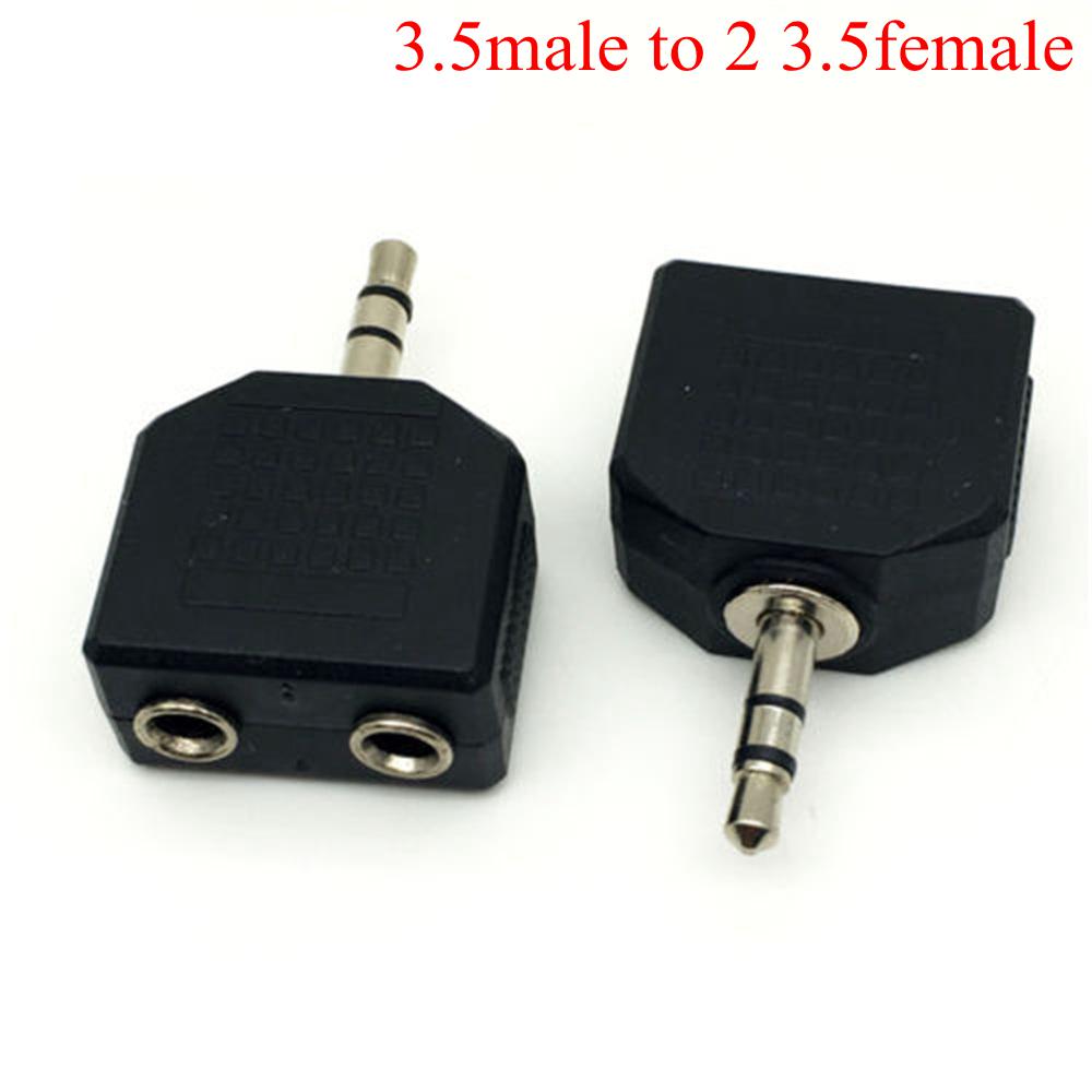 2pcs Consumer Electronics TV Black 3.5mm To 2 RCA Female Male Y Splitter Converter Audio Adapter
