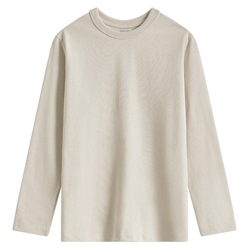 Cotton Little White T Solid Color Long-sleeved T-shirt Men's Base