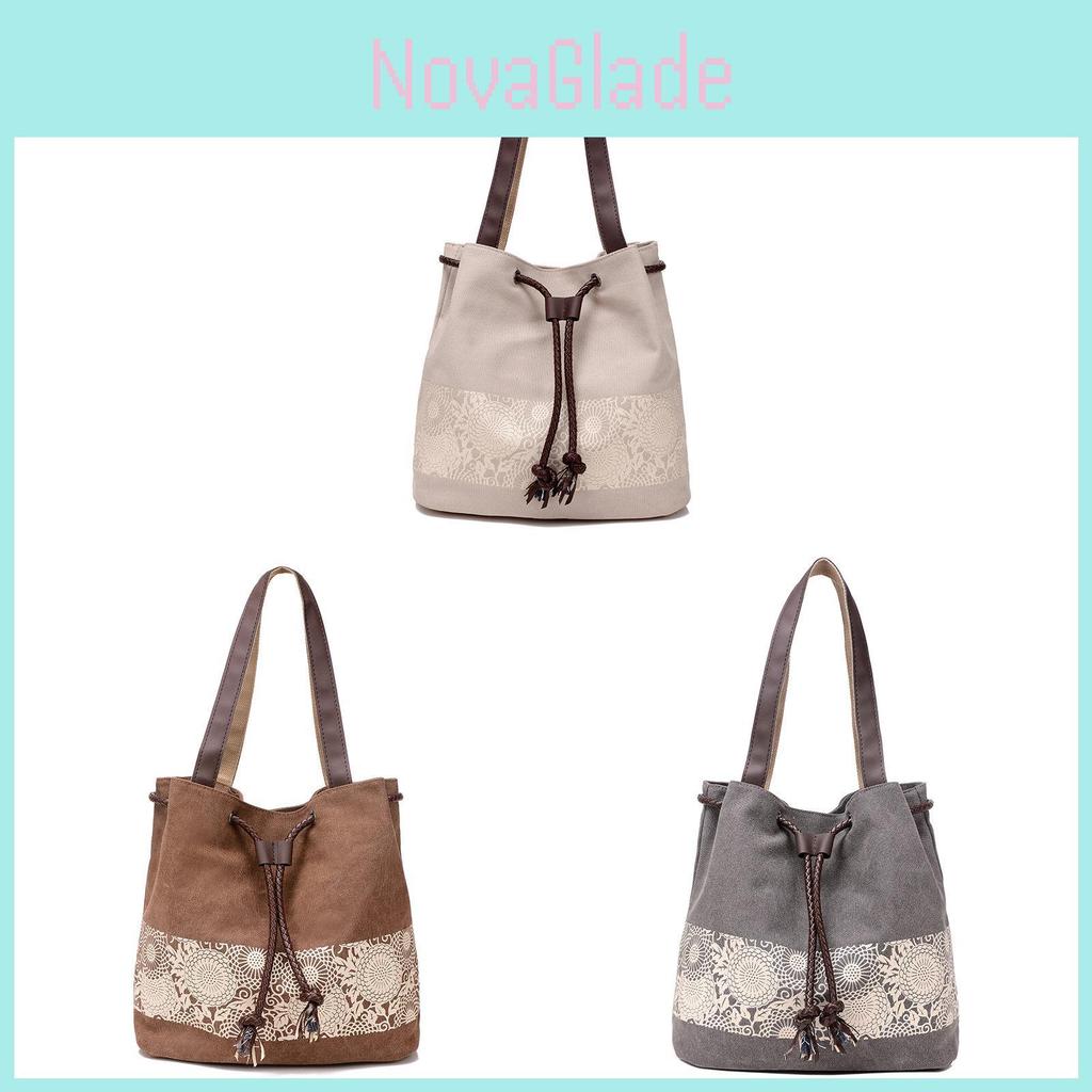 Vintage Canvas Handbag For Women With Zipper Closure And Inner Pockets Casual Style