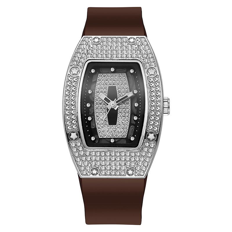 Fashion Women Barrel Shaped Quartz Watch With Silicone Strap For Casual Wear
