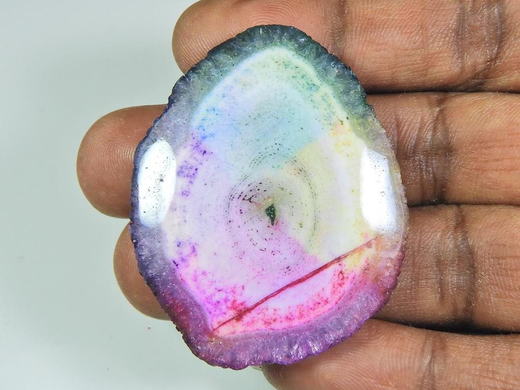 104Cts. Dyed Solar Druzy Agate Multi Colour Fancy Cabochon Loose Gemstone ET-31