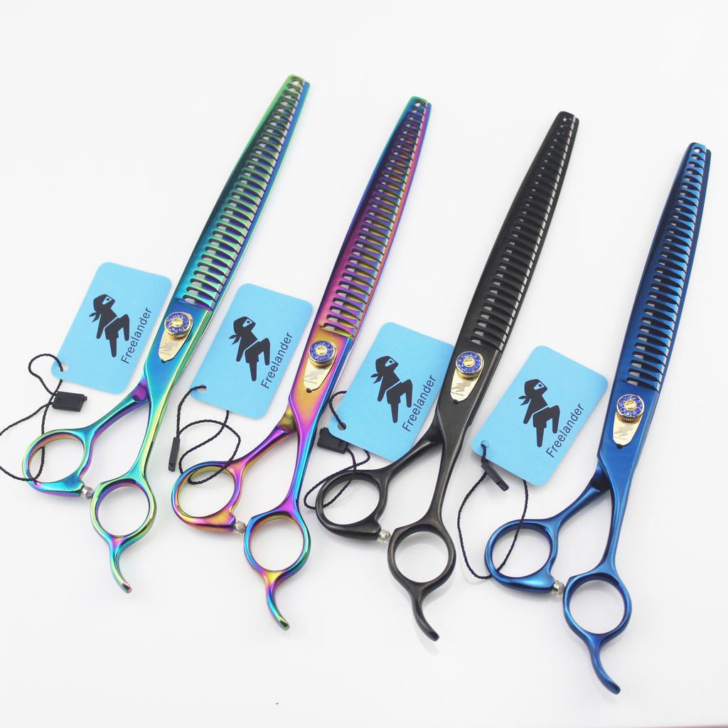9.0 inch, fish bone teeth, high-end, color pet grooming scissors, tooth scissors, pet trimming scissors, thin scissors