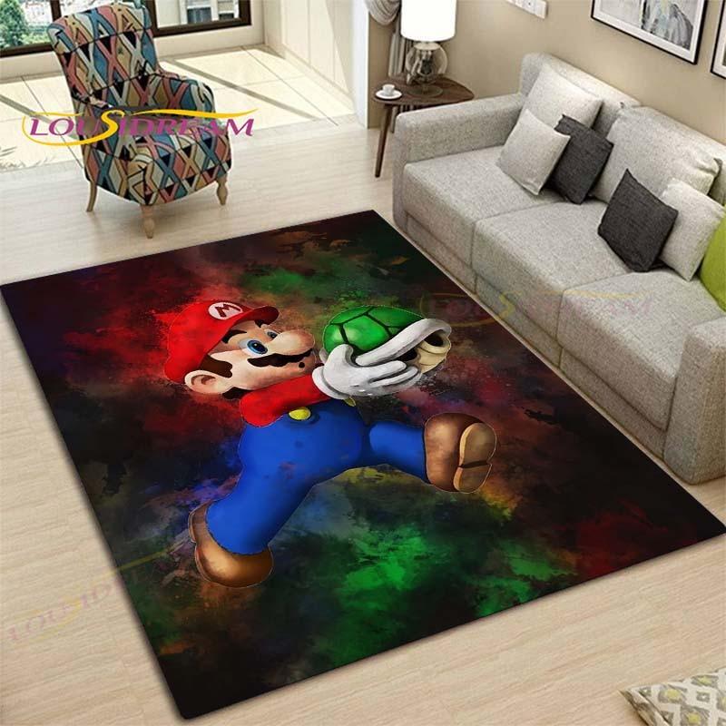 Tapetes com Padrão Anime Mario Bros para Sala de Estar Tapete de Área Antiderrapante Tapetes para Quarto de Crianças Tapete de Yoga Tapete Grande Decoração