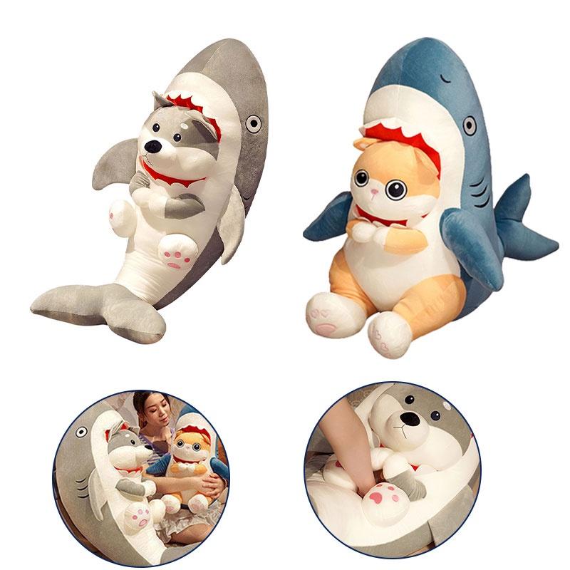 Shark Cat And Dog Plush Toy Soft And Cuddly Gift For Kids, Room Decoration