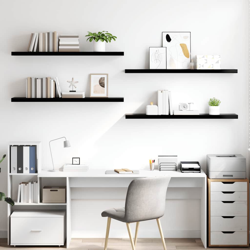 Floating Shelves Set 4 pcs. High Gloss Black 120 x 23.5 x 3.8 cm MDF