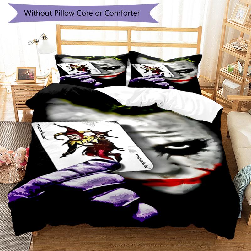 3pcs Joker Character Pattern Bedding Set Duvet Cover Set Includes Duvet Cover &pillowcases, Perfect All Season Bedroom Decoration & Gift