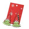 Christmas Fashion Earrings Wood Printed Stud Earrings Santa Ear Hooks Christmas Tree Earrings