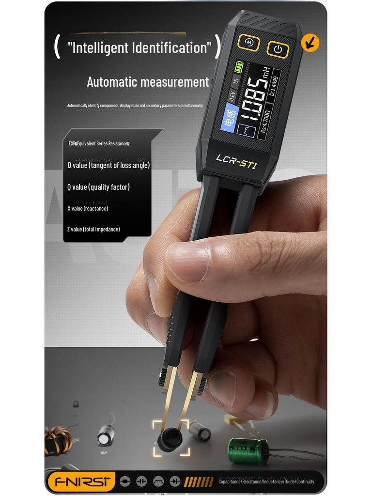 FNIRSI LCR-ST1 Digital Tweezers: Resistance, Inductance, Capacitance Multimeter with Patch Clip