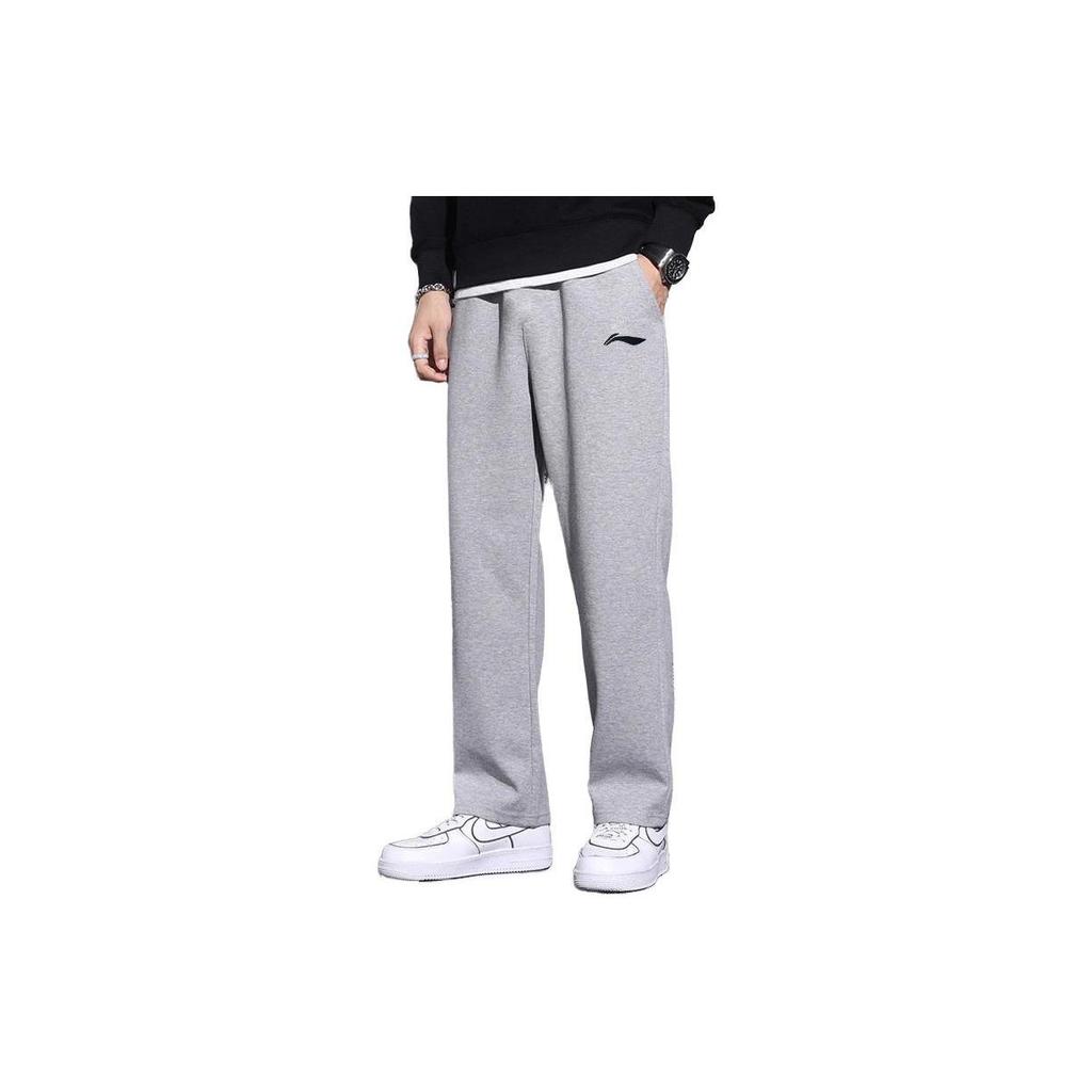 Li Ning Casual Pants Men's Thickened And Fleece Lined Straight Fit Pants YKLT223-1XT-