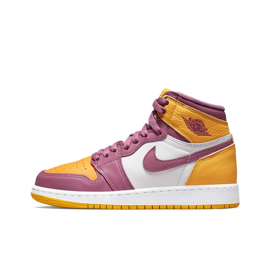 Air Jordan 1 Retro High OG GS Brotherhood Kids Sneakers Gold University-Gold Light-Bordeaux 575441-706