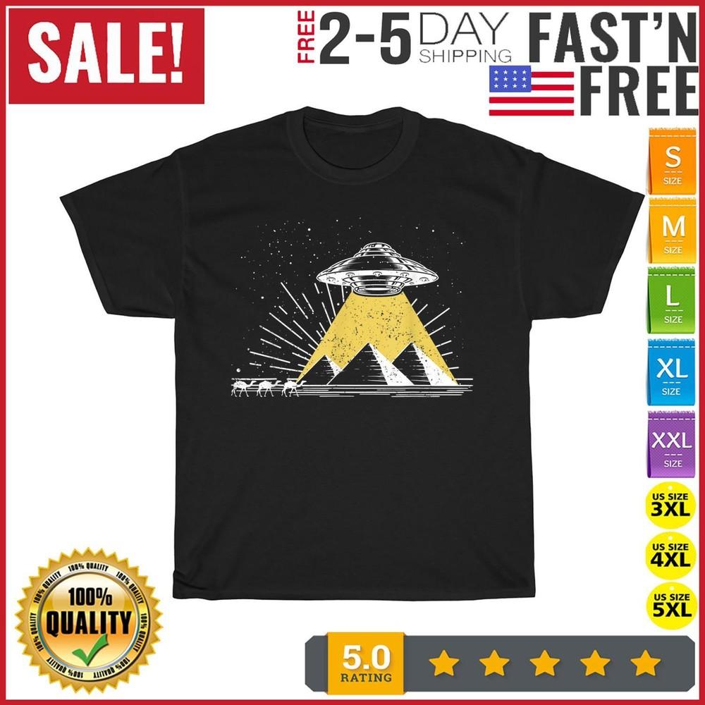 

UFO Alien Abduction Pyramids Ancient Egypt Camels Science T Shirt Men Women NEW M