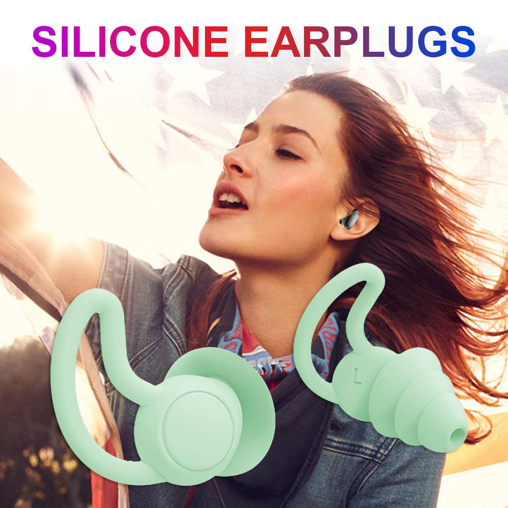 

new Silicone Ear Plugs Sound Insulation Anti Noise Sleeping Earplugs (Black)
