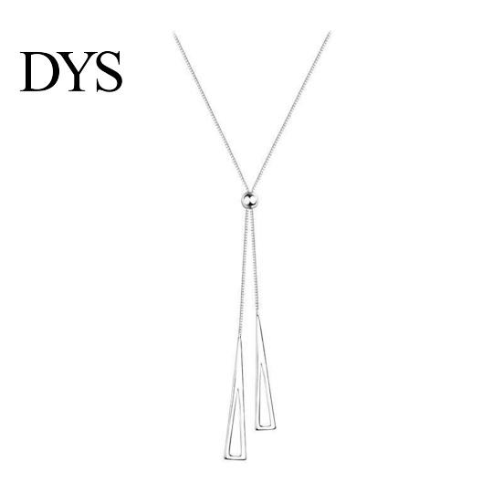 Triangle Pendant Necklace Women Y-Drop Lariat Elegant Sweater Adjustable Fade-resistant Geometric Gift for Wife Girlfriend Daily Wear Jewelry Stylish
