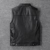 Black Genuine Cow Leather Vest Men Motorcycle Vests Slim Fit Men's Moto Club Biker Waistcoat Spring Summber