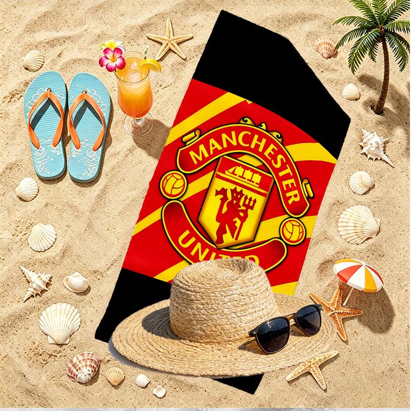 Manchester Football Print Beach Towel, Versatile Lightweight Absorbent Beach Towel for Pool Surf Yoga Bathroom, Perfect Birthday Holiday Gift