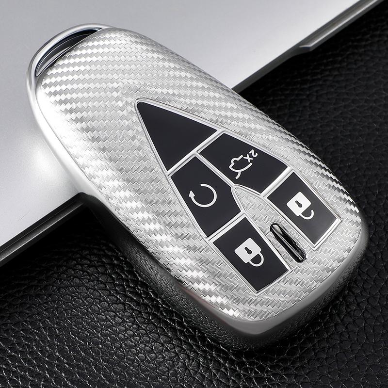 

For Changan CS35 PLUS CS55 PLUS CS75 PLUS 2019-2022 TPU Carbon Fiber Car Smart Key Case Cover Bag Shell Keychain Protector