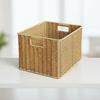 Lightweight Rattan Finish Storage Basket Organizer with Side Handles for