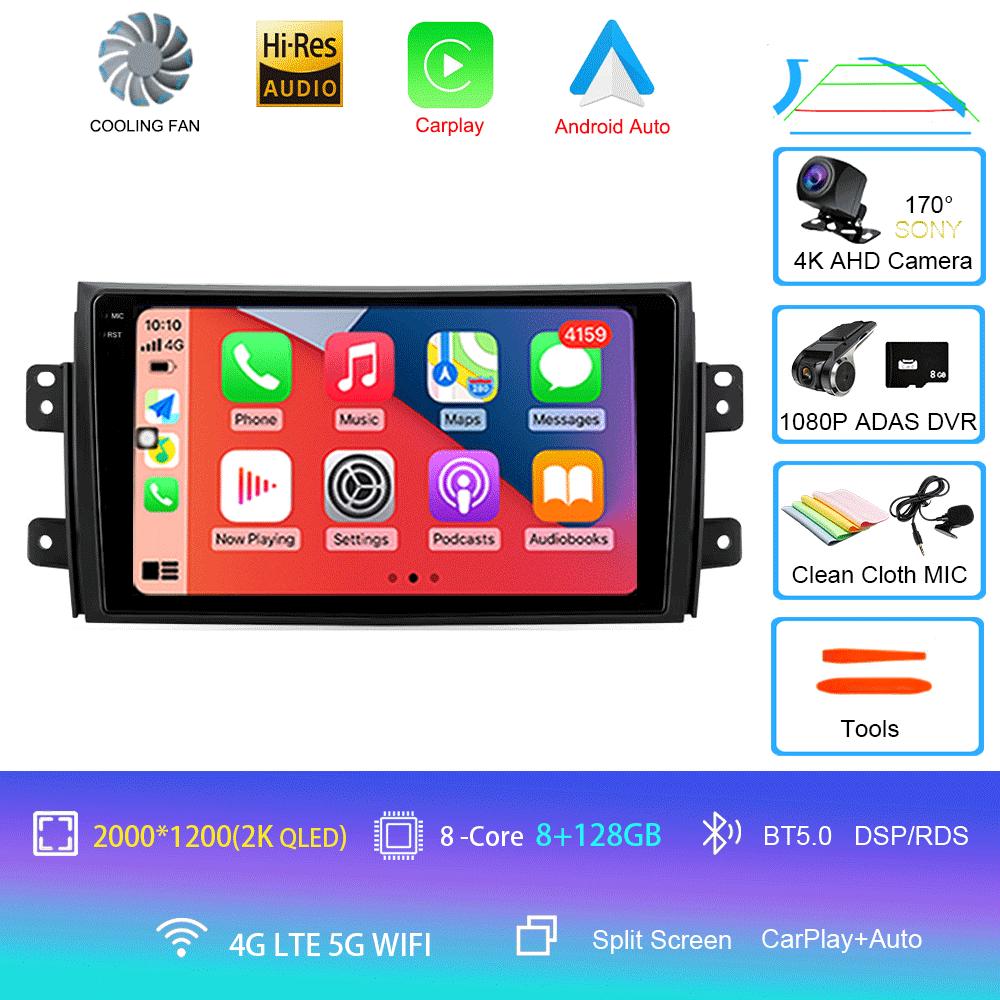 Car Radio Android 14 Carplay for Suzuki SX4 2006-2013 Fiat Sedici 2005-2014 Navigation Multimedia Video Player Audio 2din Stereo