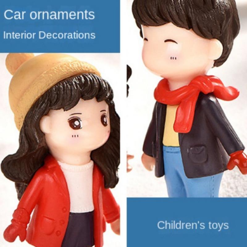 Car Decoration Model Accessories Cute Winter Couple Cartoon Accessories Car Interior Center Console Decoration