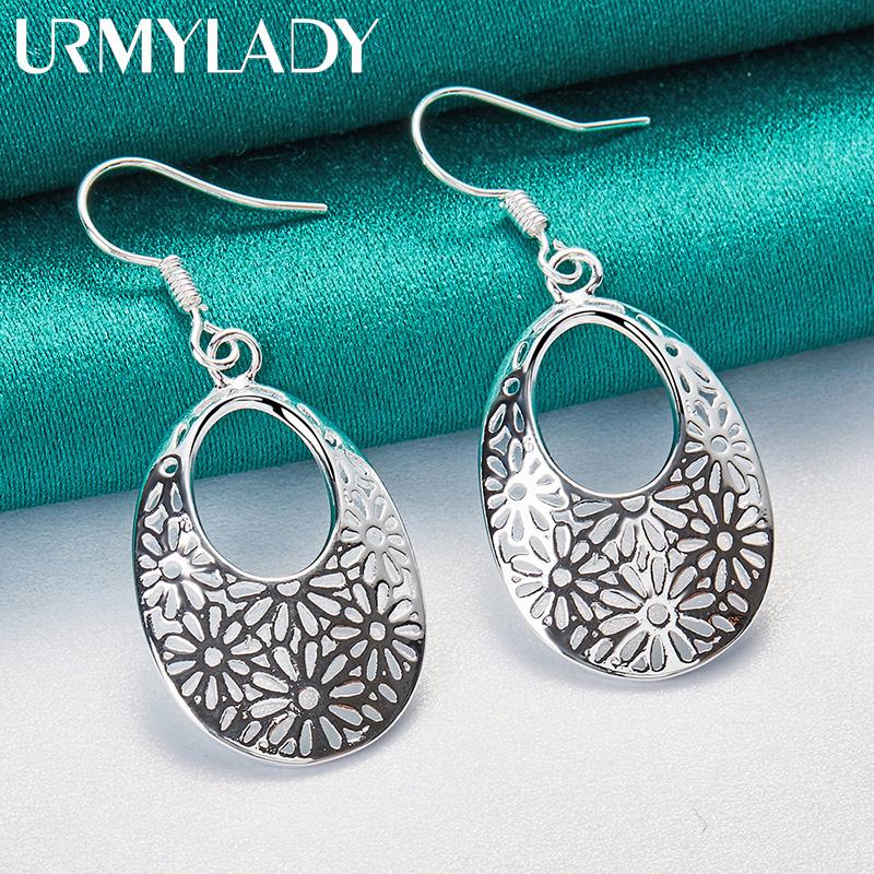 925 Sterling Silver Hollow Flower Earrings For Women Fashion Charm Jewelry Gift