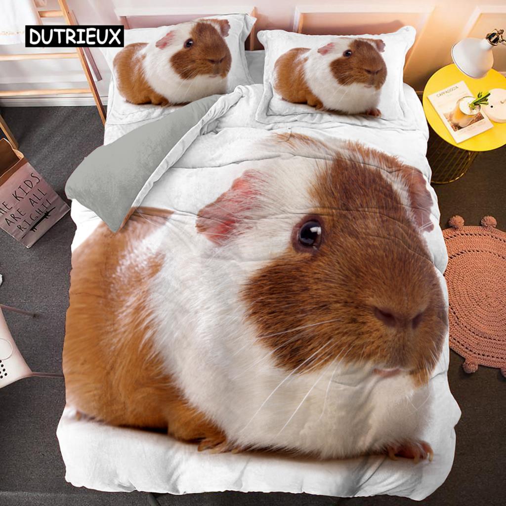 Marsvin Sengesett Søt Mus 3D Dynetrekk Dyredynetrekk for barn Gutter Jenter Tenåringer Mykt Twin polyester dynetrekk