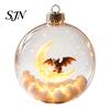 Dormitory Festive Accessory Halloween Glowing Sphere, Lighted Clear Ball Ornament, Cute Witch Seasonal Home Decoration Cat, LED Hanging for