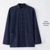 Spring & Autumn Men's Long-Sleeve Tang Suit - Cotton Linen, Chinese Style with Stand-Up Collar & Frog Button