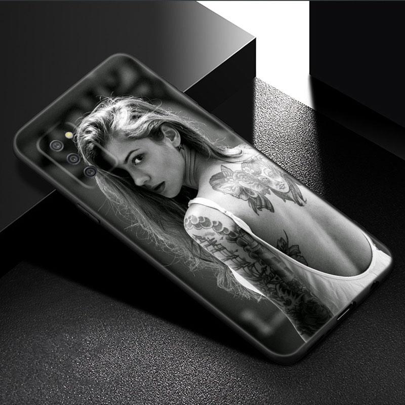 Husă de telefon sexy cu mânecă tatuată pentru fete pentru Samsung Galaxy A01 A03 Core A04 E A02 A05 A10 A20 A21 A30 A50 S A6 A8 Plus A7 Husă neagră